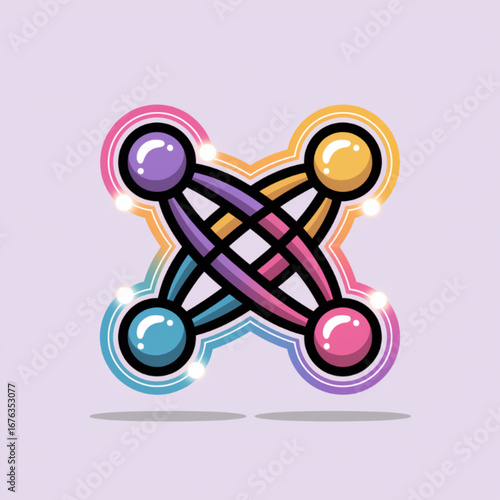 Colorful Molecule Network Connection Vector Illustration
