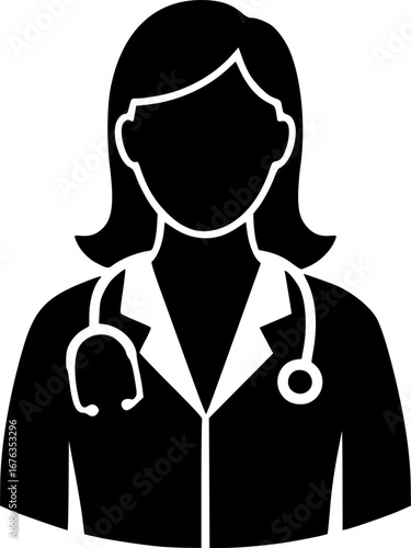 silhouette of Female doctor illustration vector
