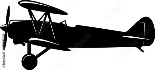 biplane silhouette vector illustration
