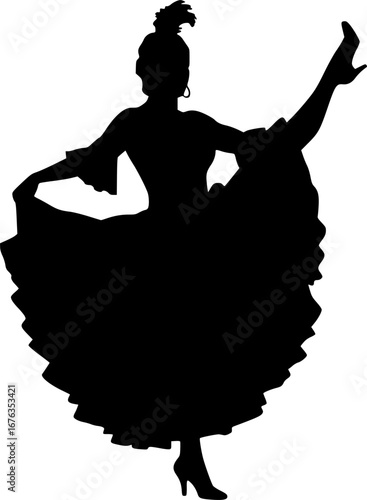 Cancan dancer pose silhouette vector illustration
