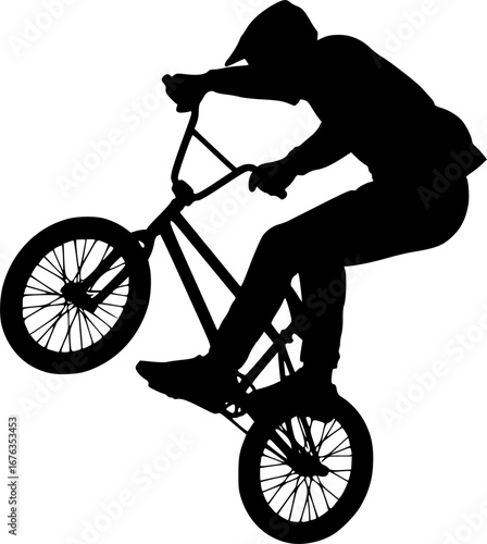 Professional bmx bicycle player silhouette. Vector illustration
