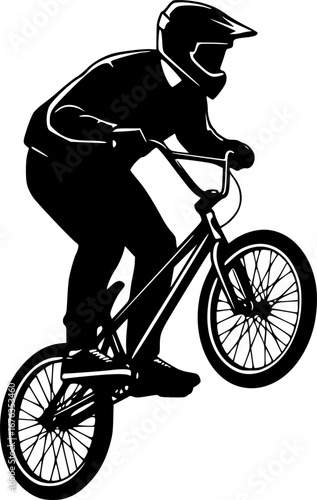 Professional bmx bicycle player silhouette. Vector illustration
