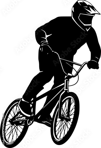 Professional bmx bicycle player silhouette. Vector illustration
