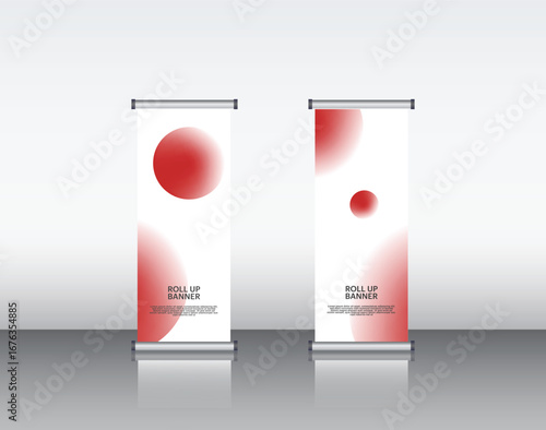 Editable Rollup Banner – Red Minimal Spherical Glass Bottle Product Display Design