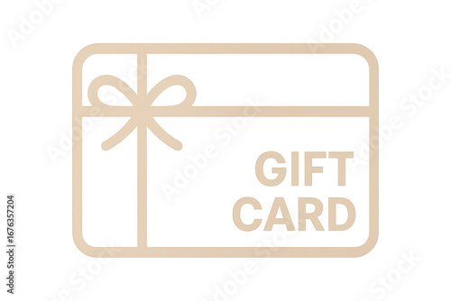 Gift card with ribbon on transparent background representing online shopping and discounts