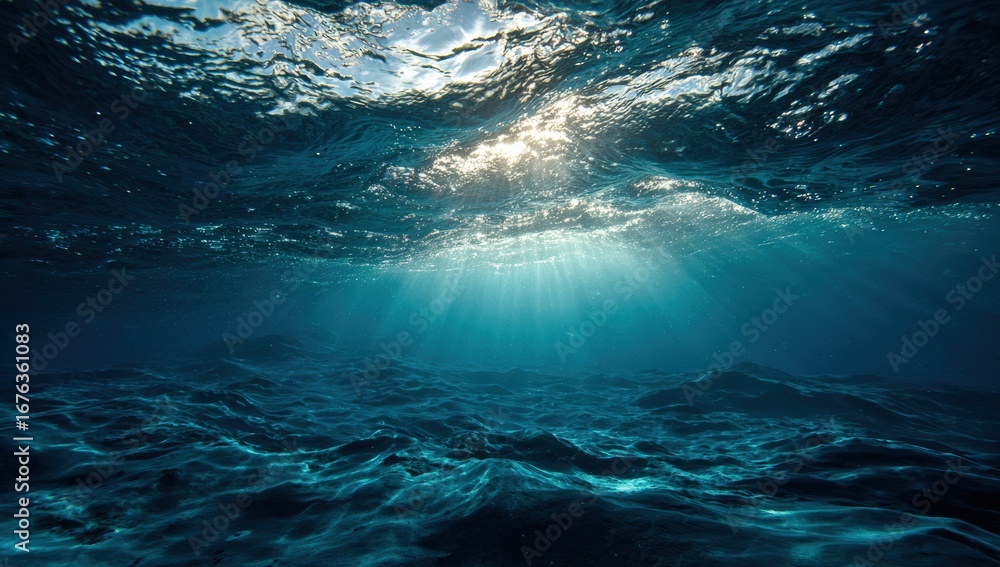 Obraz premium Underwater sunlit depths