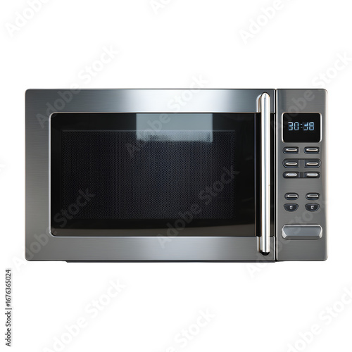 Modern Stainless Steel Microwave Oven, Front View