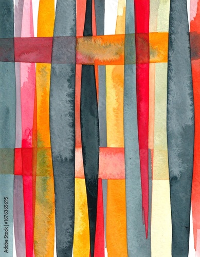 Abstract watercolor stripes in vibrant colors