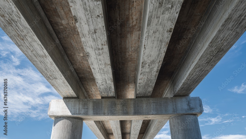 Naklejka premium Bridge underside, concrete and wood beams