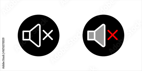Silent and ring speaker icon set with simple and stroke style in Blue color vector illustration. Speaker icon set. volume icon vector. loudspeaker icon vector. Mute and unmute volume sound. EPS 10.
