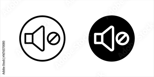 Silent and ring speaker icon set with simple and stroke style in Blue color vector illustration. Speaker icon set. volume icon vector. loudspeaker icon vector. Mute and unmute volume sound. EPS 10.
