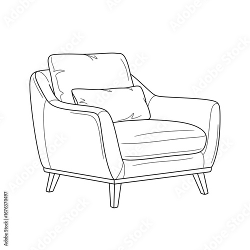 Cozy Armchair Line Art Illustration