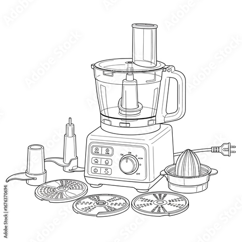 Multifunction Food Processor Drawing