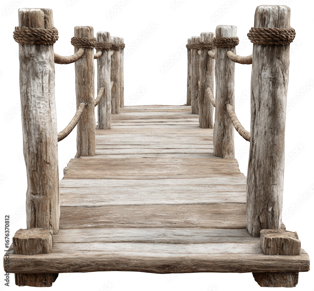 Fototapeta premium Wooden pier bridge perspective