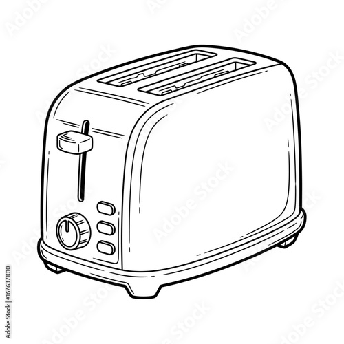 Toaster oven line art illustration