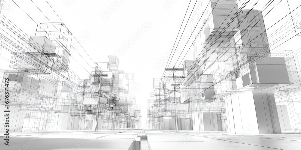Fototapeta premium Abstract architectural sketch of a futuristic city