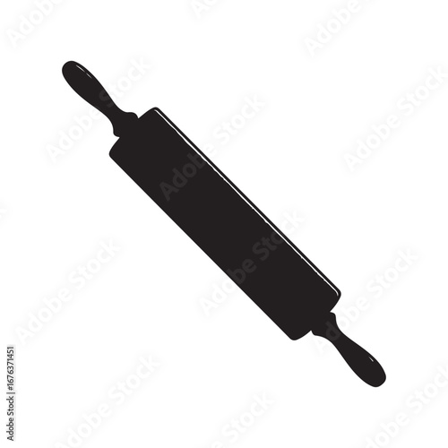 Black Rolling Pin Kitchen Tool Silhouette