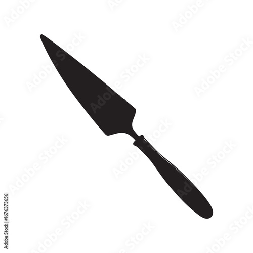 Black Silhouette of a Dessert Server or Cake Spatula Isolated