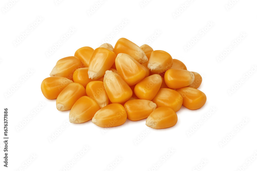 Fototapeta premium Pile of corn kernels laying on transparent background