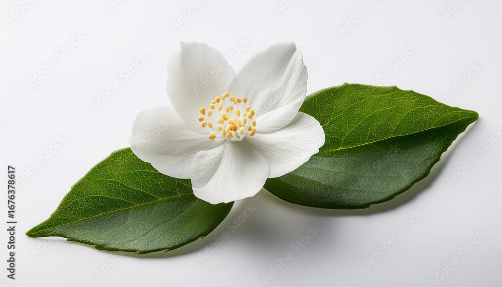 Obraz premium lone white jasmine blossom isolated on a white canvas