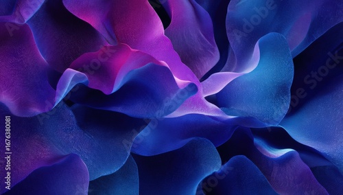 Abstract floral-like shapes in vibrant blues and purples