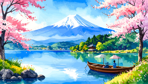 Person enjoying a peaceful boat ride on a serene lake.