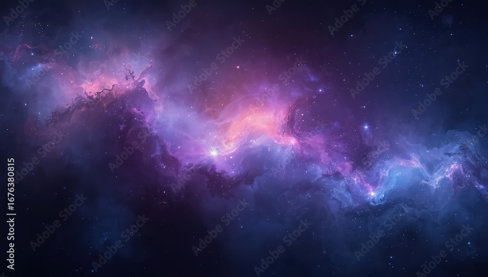 Naklejka premium Colorful Outer Space Galaxy with Stars and Nebula