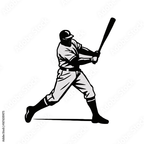 Vector art of baseball player swinging bat