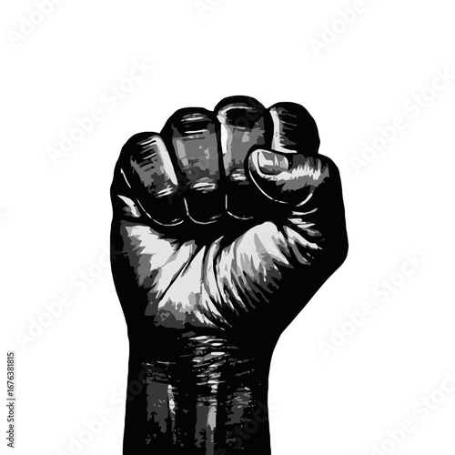 Vector art of black fist raised in protest