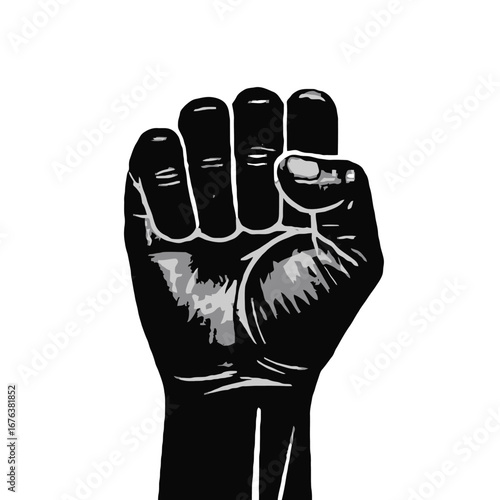 Vector art of black fist raised in protest