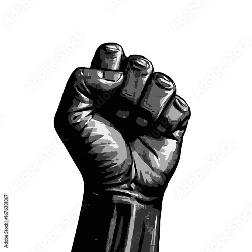 Vector art of clenched black fist raised in solidarity