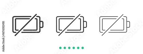 Empty battery icon. Thin line icon vector
