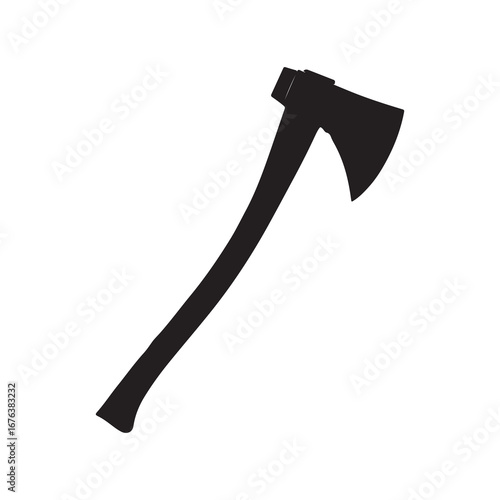 Black Silhouette of an Axe on White Background