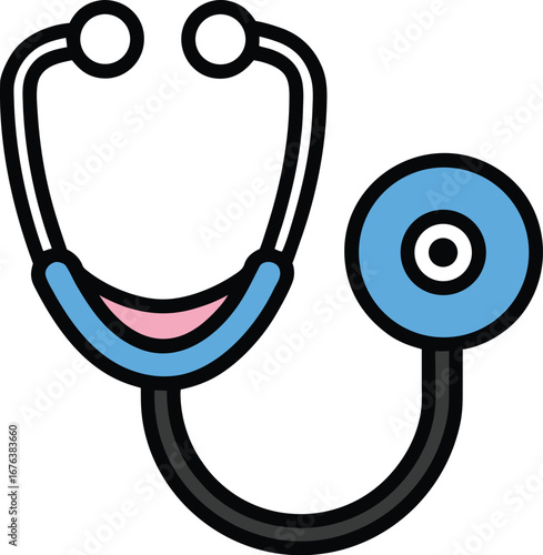 Simple Blue and Pink Stethoscope Icon Illustration medical healthcare EPS vector file download