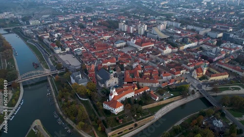 Wallpaper Mural Aerial view of the city Gyor in Hungary on on a sunny day in autumn. Torontodigital.ca