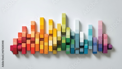 Colorful bar graph arranged in rainbow spectrum