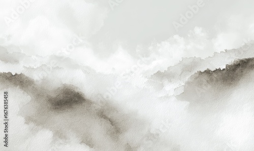 Misty, muted landscape, watercolor-style