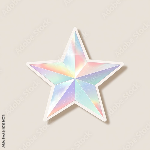 Pastel iridescent star sticker, 3D effect