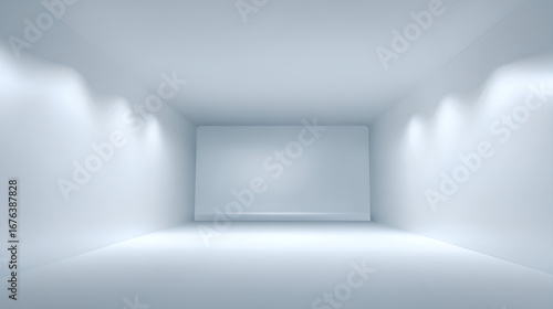 Wallpaper Mural 3d white studio background. Clean white space with soft gradient lights. Abstract cyclorama wall with light reflections. Simple bright backdrop for business and product presentation. Torontodigital.ca