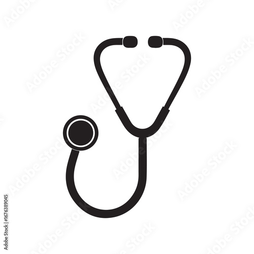 Black Stethoscope Isolated on White Background Medical Equipment
