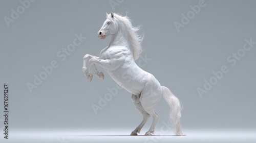 White horse rearing