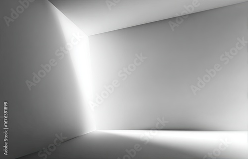 Wallpaper Mural White interior space, angled walls, light beam Torontodigital.ca