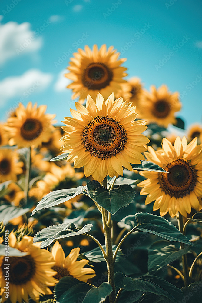 Fototapeta premium bright and beautiful sunflowers