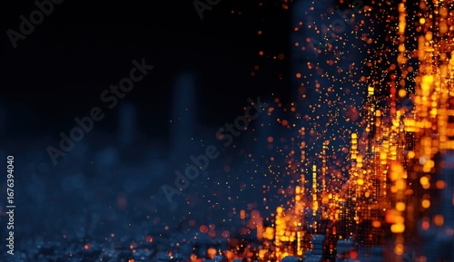 Fototapeta Naklejka Na Ścianę i Meble -  Abstract digital city ablaze