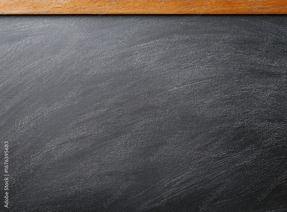 Obraz premium Empty dark gray chalkboard with light brown wooden frame