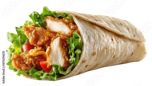 Crispy chicken wrap with fresh greens