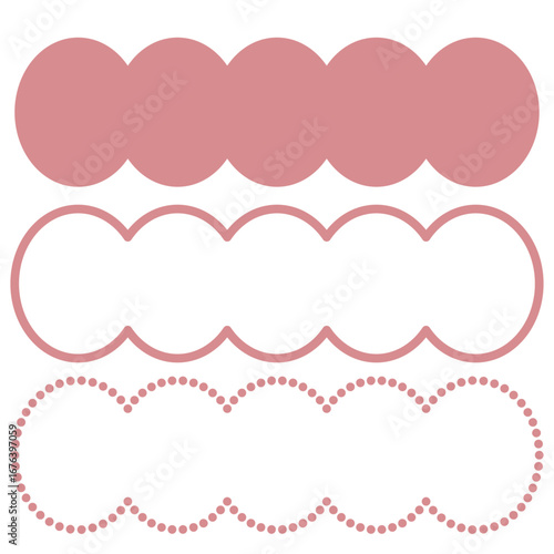 レッドのもこもこした丸い装飾フレーム素材セット