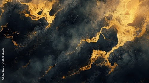 Abstract Dark and Gold Swirling Patterns with Textured Background
