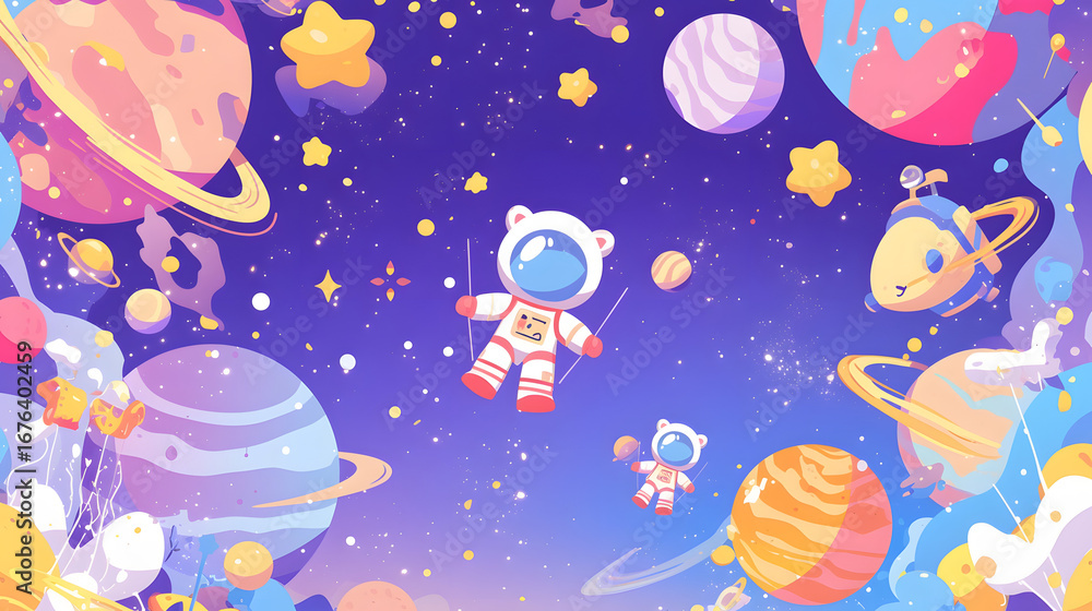 custom made wallpaper toronto digitalflat vector comic style background space playground