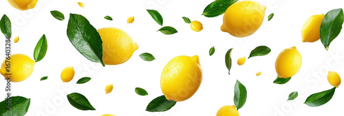 Lemons and leaves in a pattern of floating citrus
